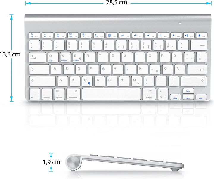 Image du produit Aplic Clavier sans fil, clavier Bluetooth pour iOS, Android, Windows, disposition QWERTY (DE, Sans fil)