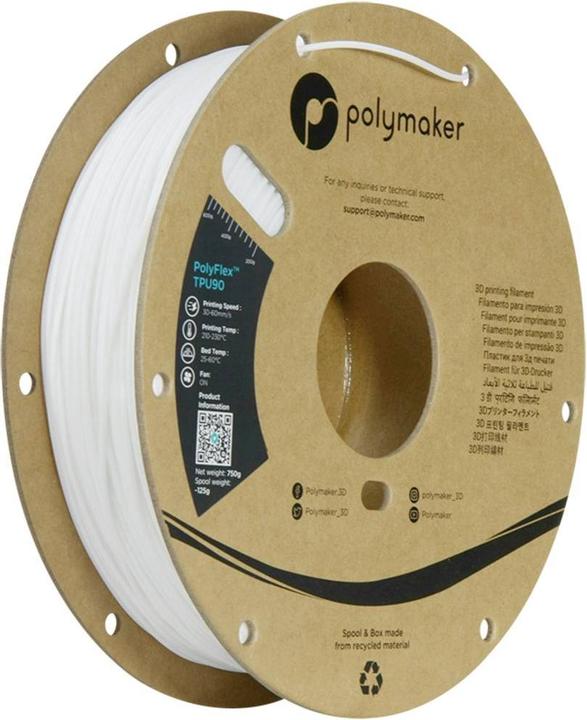 Produktbild Polymaker PolyFlex TPU90 - White - 1.75mm (TPU, 1.75 mm, 750 g)