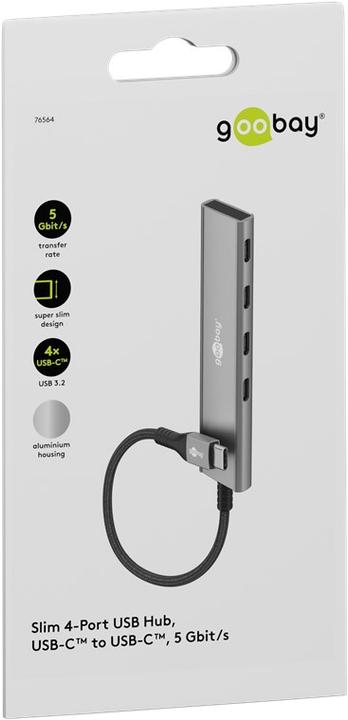 Immagine prodotto Goobay Slim 4-Port USB-Hub, USB-C auf USB-C, 5 Gbit/s (USB-C, 4 porte)