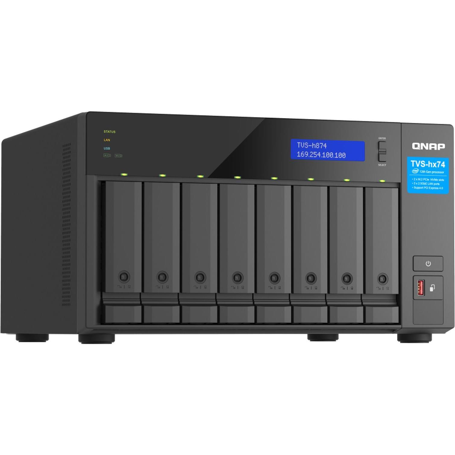 QNAP TVS-H874X-I9-64G (0 TB), NAS, Schwarz