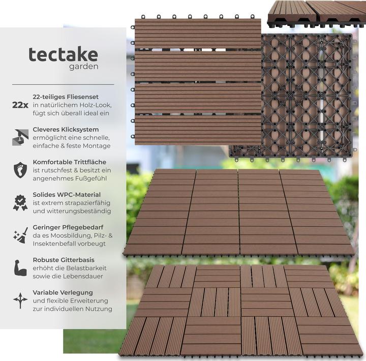 Produktbild tectake Tegulas-Set (22x, 31 x 31 cm)
