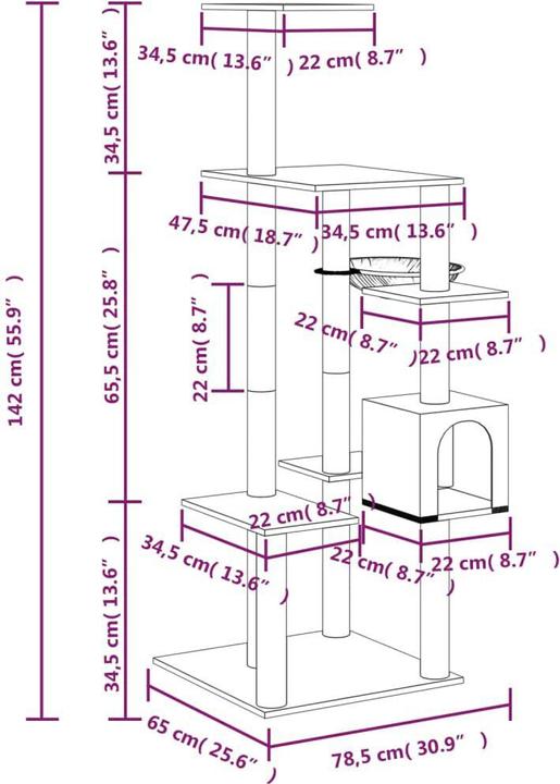 Produktbild vidaXL Kratzbaum (142 cm, Hellgrau)