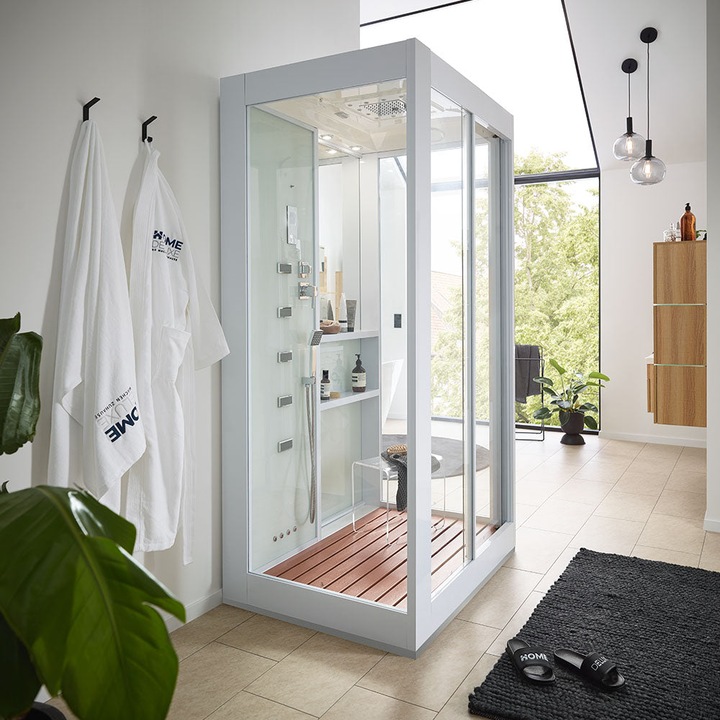 Produktbild Home Deluxe Dampfdusche mit Wasserfall und Dampfsauna LUXUS XL, 120x90 cm - Weiss