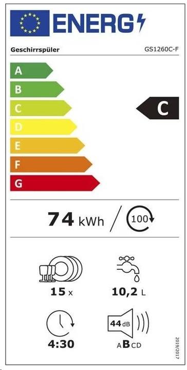 Label énergétique Berger & Lanz Geschirrspüler GS1260C-F