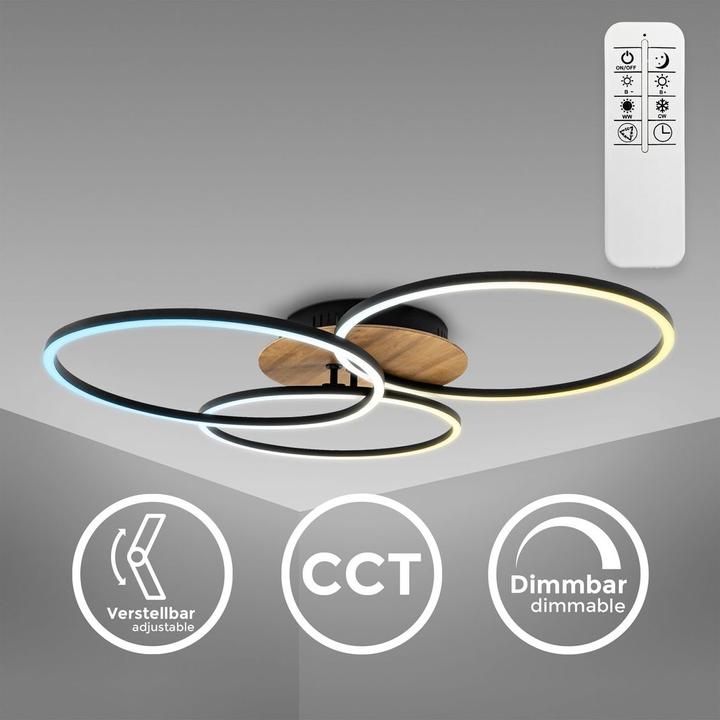 Immagine prodotto B.K.Licht Plafoniera LED CCT, legno, nero, LED/42,5W (1500 lm)
