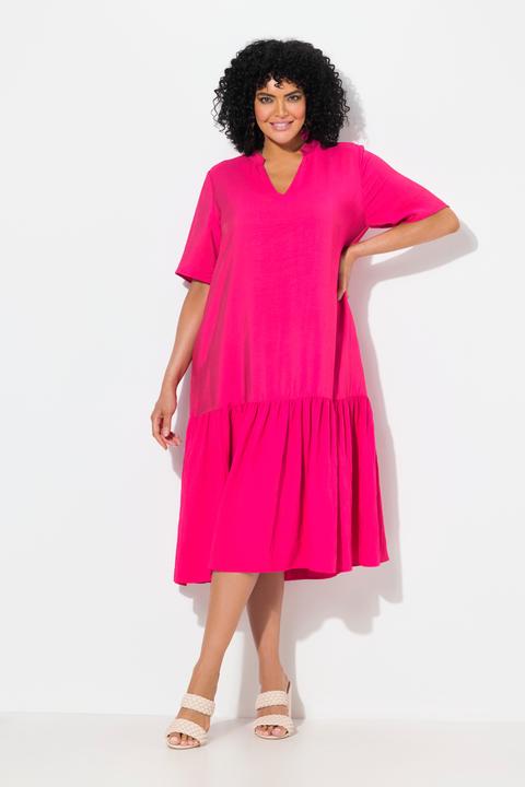 Produktbild Ulla Popken Midikleid, Volantsaum, A-Linie, V-Ausschnitt, Halbarm (46, 48)