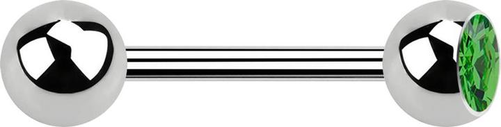 Image du produit Star Piercing Barbell argent avec boule et boule de cristal vert (sans laiton, Acier chirurgical 316L)