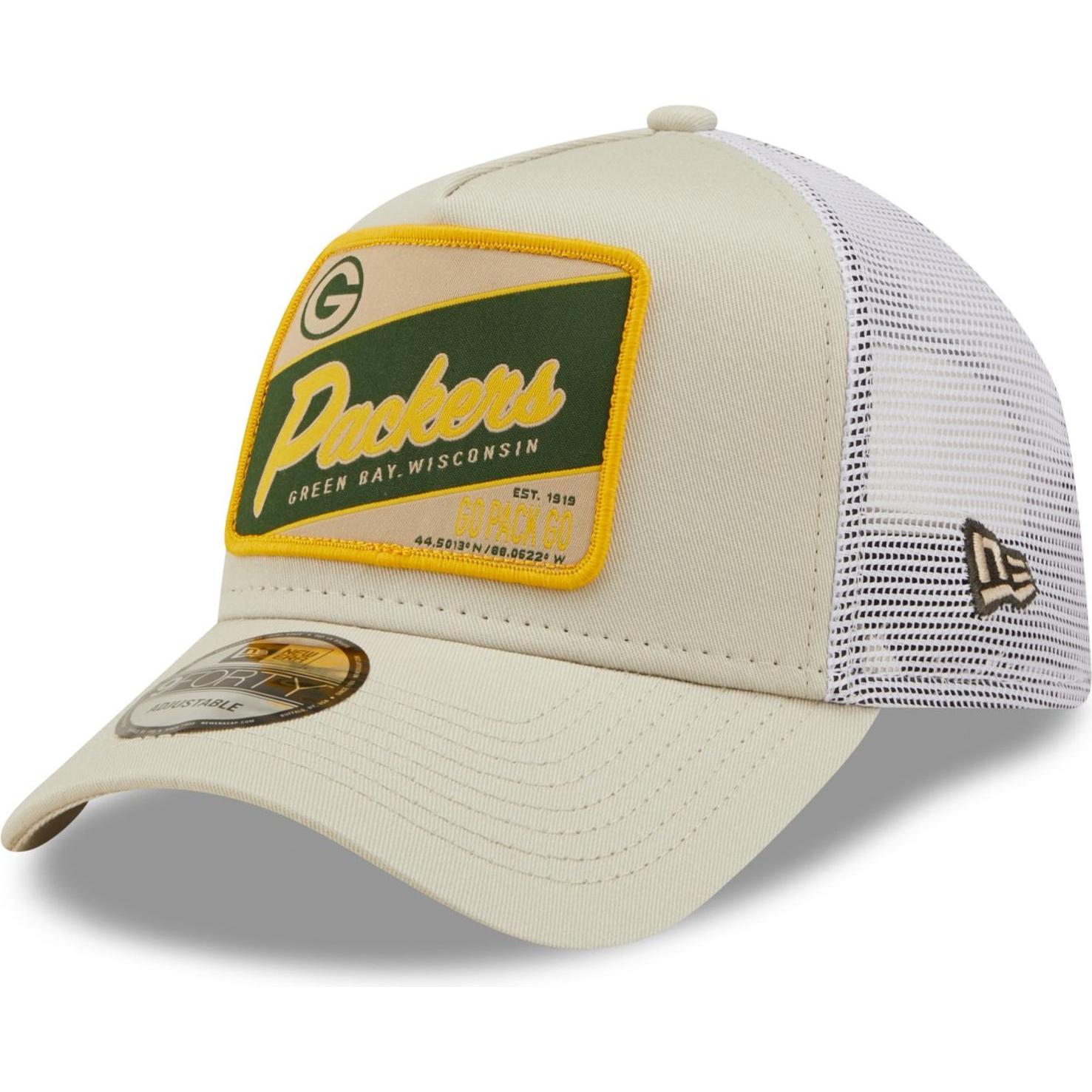 New Era, Herren, Cap, Aframe Trucker Green Bay Packers, Beige, (One Size)
