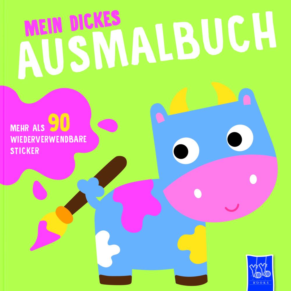 Yoyo Books Mein dickes Ausmalbuch (Cover grün - Kuh)
