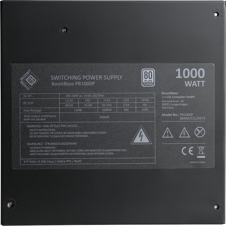 Produktbild CSL 1000 Watt BoostBoxx Power Boost, Full-Modular, 92% Effizienz, 80 Plus Platinum zertifiziert (1000 W)
