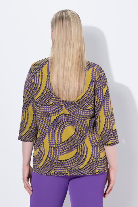 Produktbild Ulla Popken Shirt, Punkte, Kelchkragen, V-Ausschnitt, 3/4-Arm (54)
