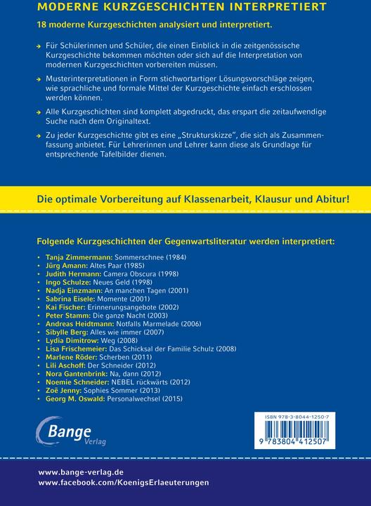Produktbild Moderne Kurzgeschichten interpretiert (Deutsch, Volker Krischel, 2024)