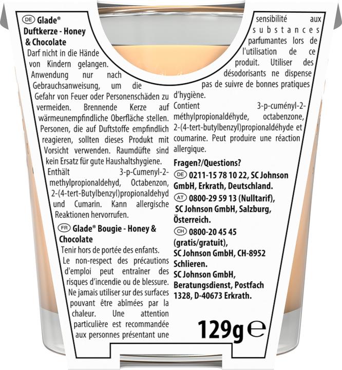 Actual product image Glade Scented candle Honey & Chocolate
