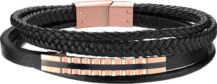 Immagine prodotto Star Piercing Bracciale in pelle nera con quattro bande e banner in oro rosa (20 cm, senza ottone)