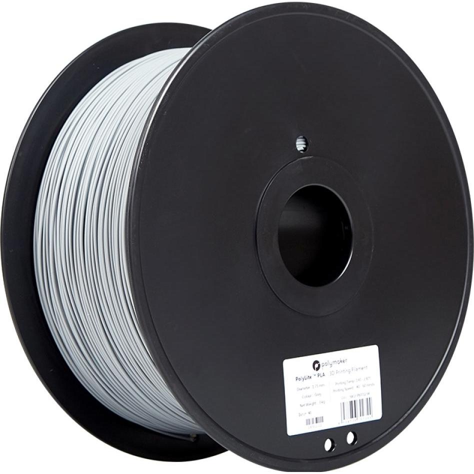 Polymaker PolyLite PLA Grey 1.75mm 3kg (PLA, 1.75 mm, 3000 g, Grau), 3D Filament, Grau