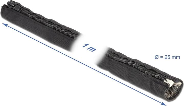 Image du produit Delock Gaine tressée CEM avec fermeture éclair résistante à la chaleur 1 m x 16 mm noir (Gaines pour câbles, 100 cm)