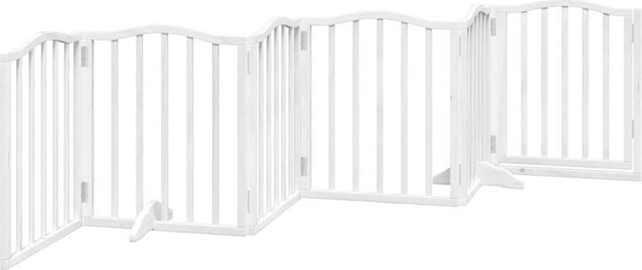 vidaXL Hundetor mit Tür Faltbar Hundegitter Schutzgitter Weiss 6-tlg. Pappelholz (30 cm)