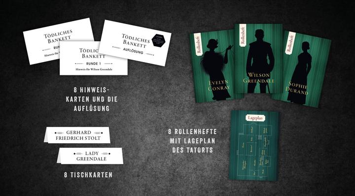 Produktbild Crime & Dine – Das Krimi-Dinner-Set: Tödliches Bankett (Deutsch, Business Elephant Paperdice Solutions GmbH, 2022)
