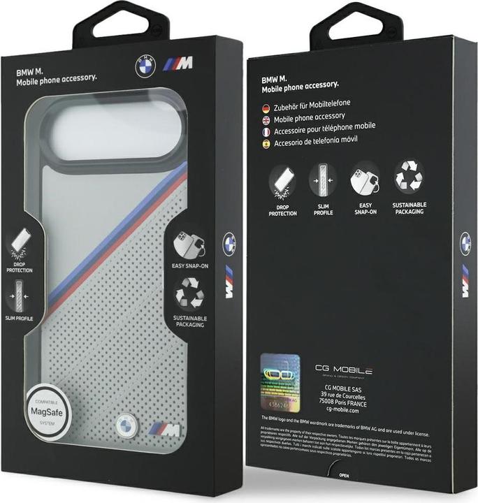 Produktbild BMW Etui M Tricolor Metal Logo MagSafe do iPhone 17 Air szary (Apple iPhone 17, Apple iPhone Air)