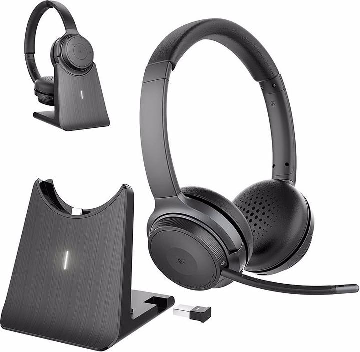 Produktbild Callstel Profi-Stereo-Headset mit Bluetooth 5, 18-Std.-Akku & 2in1-Ladestation (Kabellos, USB-C)
