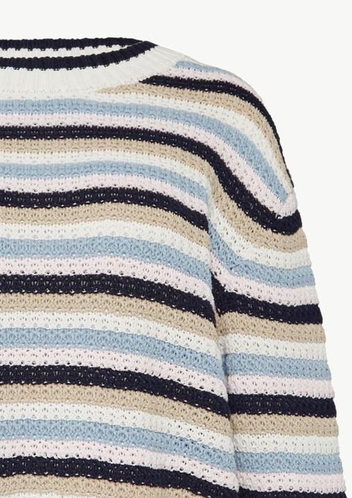 Produktbild Comma Strickpullover Verkürzter Strickpullover mit Streifenmuster im Relaxed Fit (44)