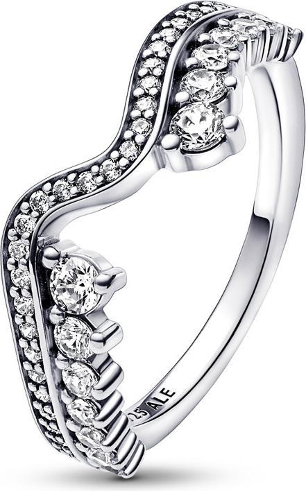 Actual product image Pandora Sparkling Asymmetric Waves Ring (54)