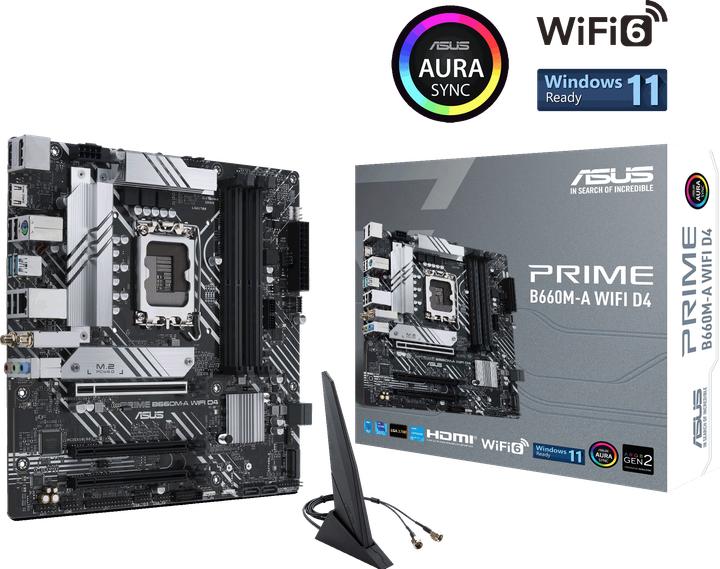 Actual product image ASUS PRIME B660M-A WiFi D4 (LGA 1700, Intel B660, mATX)
