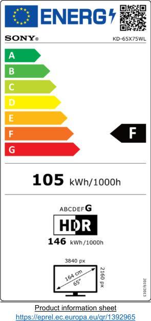 Energy Label Sony KD-65X75WL (65", LCD, 4K, 2023)