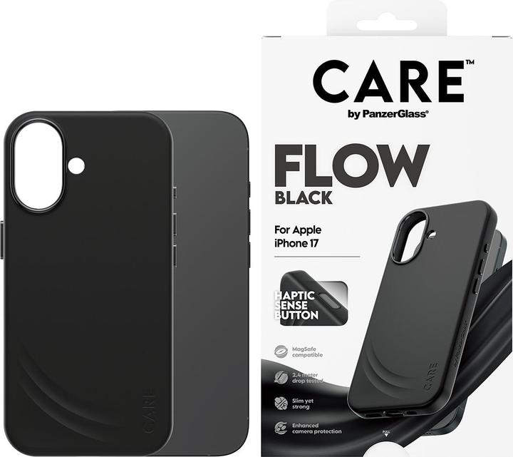 Produktbild PanzerGlass CARE by ® Feature FLOW Case Schwarz m. Cutout for Haptic & MagSafe iPhone 17 (Apple iPhone 17)