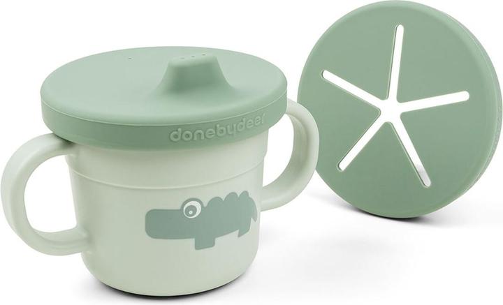 Actual product image Done by Deer Snack & drinking cup set Croco green