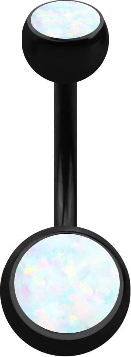 Produktbild Star Piercing Banane schwarz mit zwei Kugeln Opal weiss (ohne Messing, Titan G23)