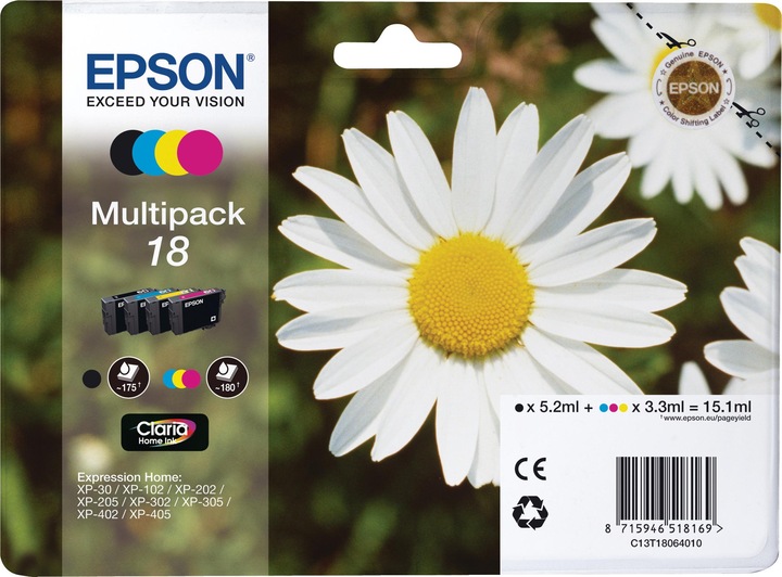 Actual product image Epson 18 Claria Home Multipack (M, FC, C, Y)