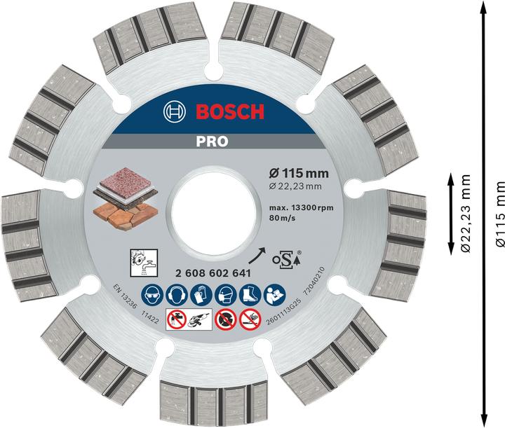 Immagine prodotto Bosch Professional Zubehör Disco diamantato PRO Multi Material, 115 x 22,23 mm