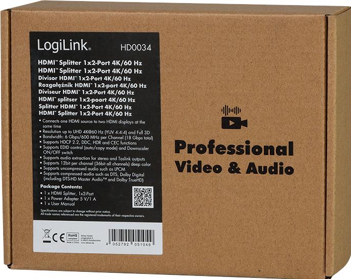 Produktbild LogiLink HD0034 HDMI Matrix Switch 4x2 3D
