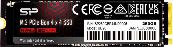 Actual product image Silicon Power M.2 2280 PCIe 250GB SSD UD90 Gen4x4 NVMe 4500/1950 MB/s (250 GB, M.2 2280)