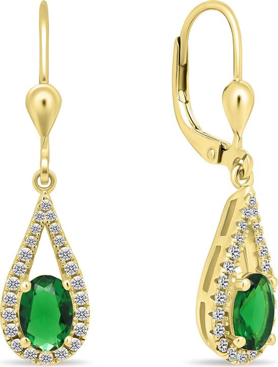 Produktbild Brilio Silver - Beautiful gold-plated earrings with green zircons EA446YG