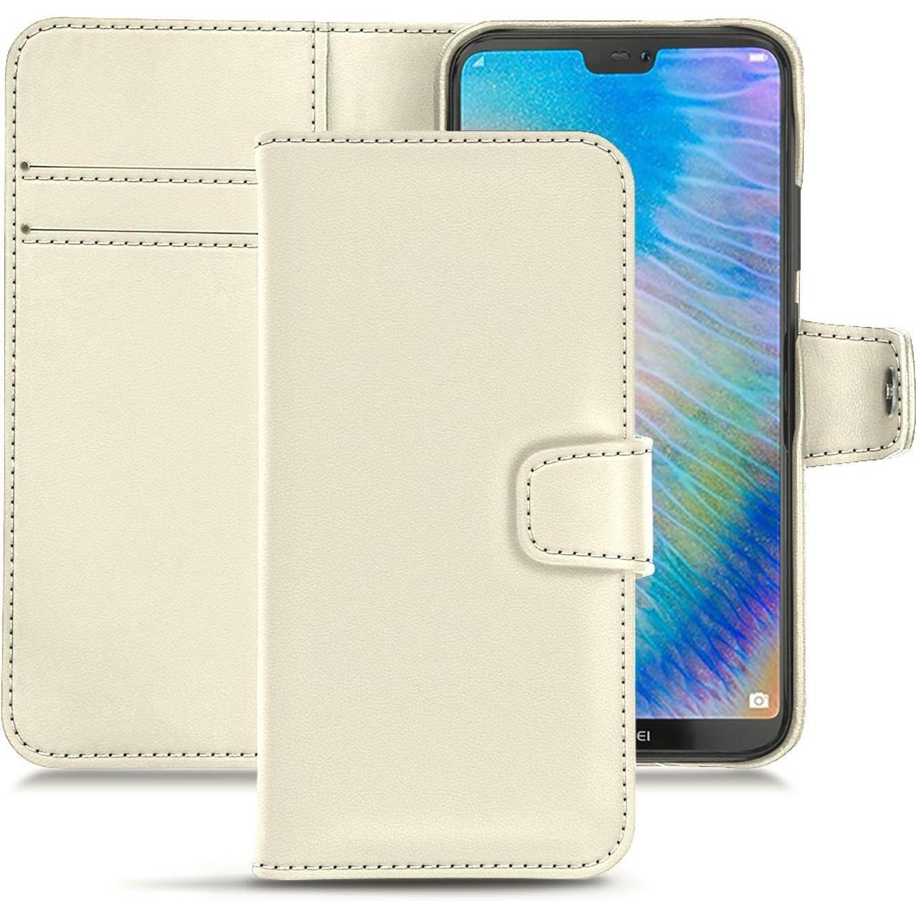 Noreve Lederschutzhülle Wallet (Huawei P20 Lite), Smartphone Hülle, Weiss