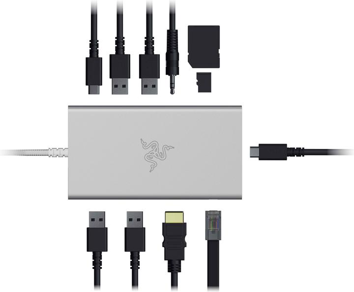 Actual product image Razer USB-C Dock - Mercury Edition (USB-C, 11 ports)