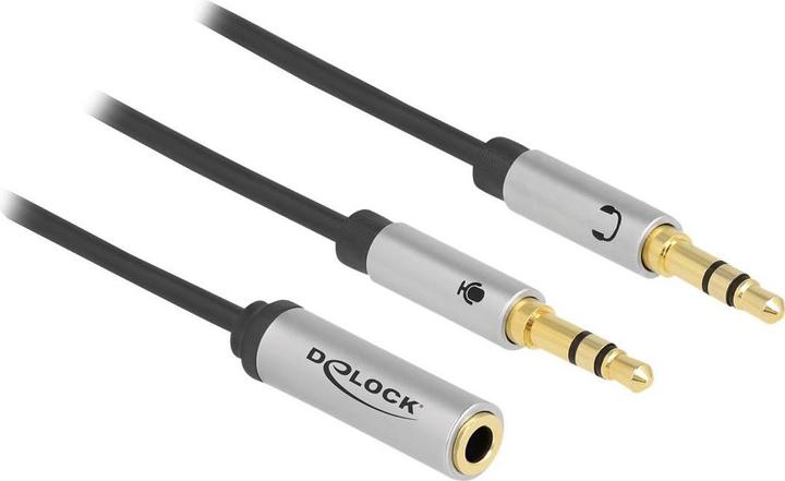 Produktbild Delock Headset Adapter 1 x 3,5 mm 4 Pin Klinkenbuchse zu 2 x 3,5 mm 3 Pin Klinkenstecker (CTIA) (0.27 m)