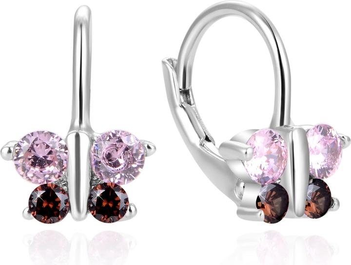 Immagine prodotto Beneto Slušivé stěbrné náušnice se zirkony Motílci AGUC810DL per bambini