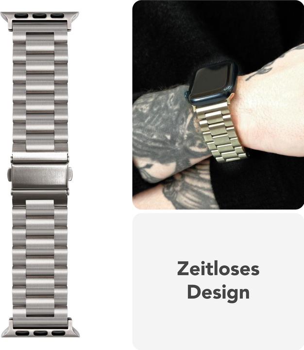 Produktbild Nalia Mova Edelstahl-Armband für Apple Watch, Metallarmband gebürstet - Stabil, Rostfrei & Matt (Edelstahl 316L)