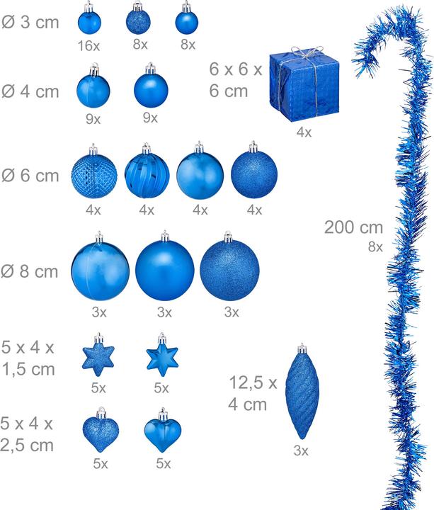 Image du produit Relaxdays Ensemble de boules de Noël (110 -pièce)