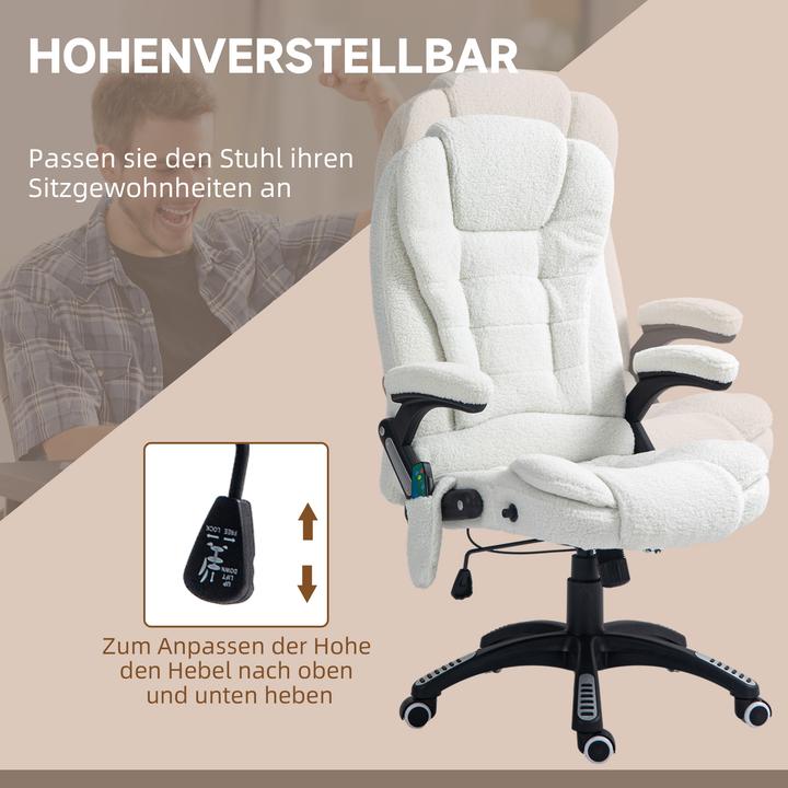 Produktbild Vinsetto Massagestuhl Teddysamt (100% Polyester), Schaumstoff Weiss