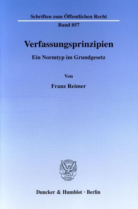 Produktbild Verfassungsprinzipien (Franz Reimer, 2001)