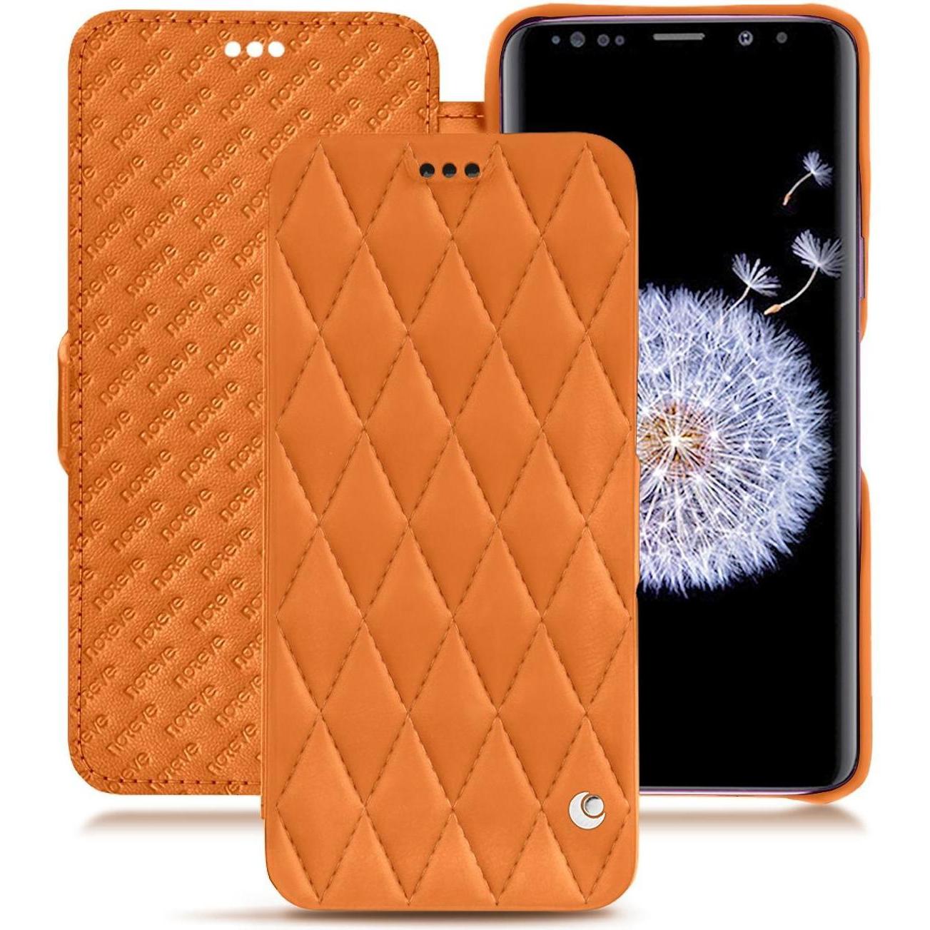 Noreve Lederschutzhülle horizontal (Samsung Galaxy S9+), Smartphone Hülle, Orange
