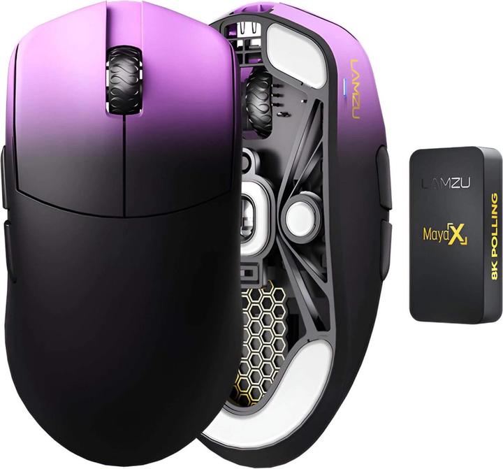 Actual product image Lamzu Maya X Gaming Maus - Purple Shadow (Cable, Wireless)