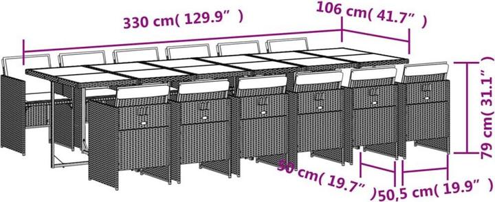 Produktbild vidaXL Kerwinn (106 x 330 x 73 cm)