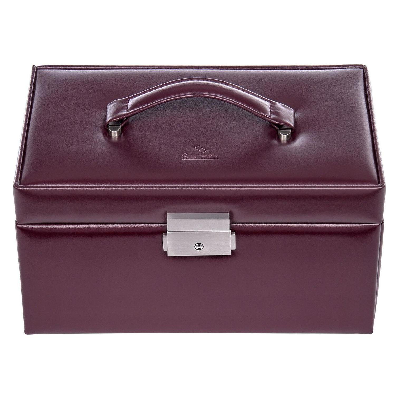 Sacher, Uhrenbox + Schmuckaufbewahrung, 27.107.010.143 - Schmuckkoffer Eva New Classic, Bordeaux (Echt Leder), Rot