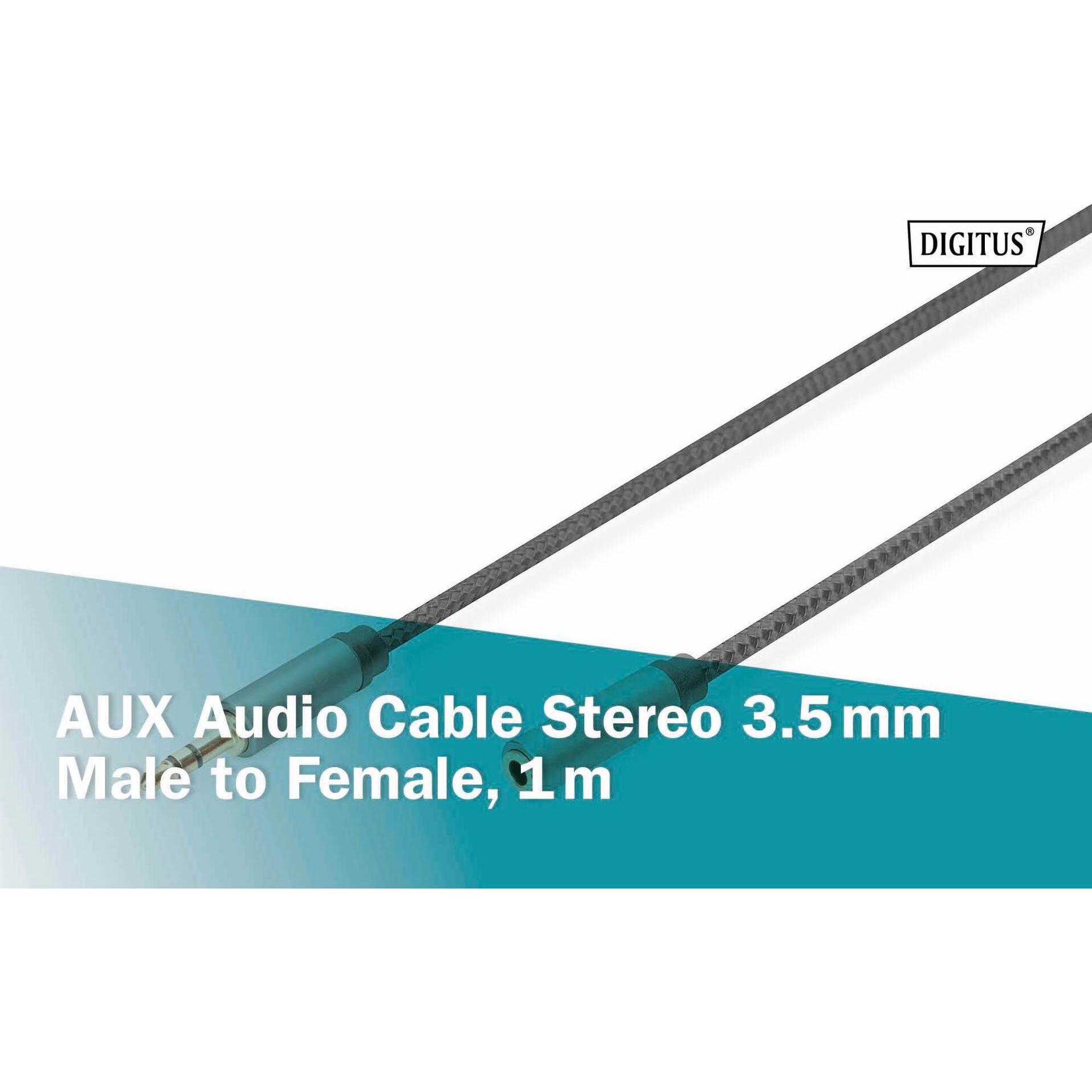 Digitus Audio Verlängerungskabel, 3,5 mm Klinke auf 3,5 mm Buchse (1 m), Audio Kabel