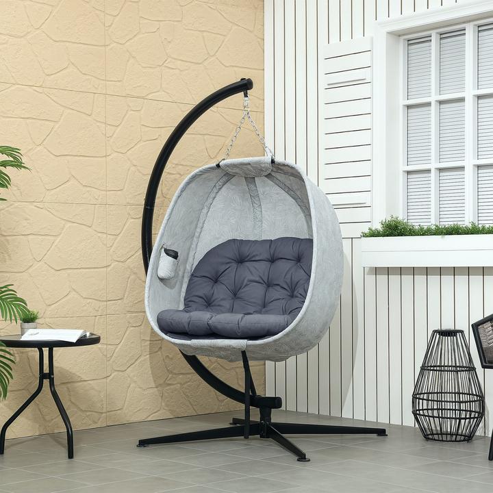 Produktbild Outsunny Hängesessel Stahl, Polyester Grau